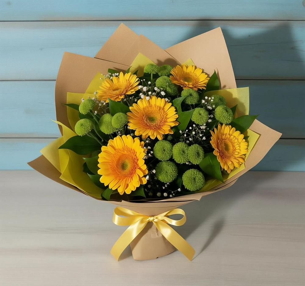 Букет цветов из: Герберы и Хризантемы в Североуральске