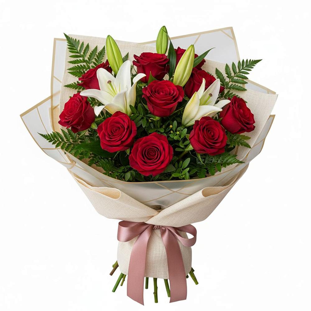 Букет цветов из: Лилии и Розы в Североуральске